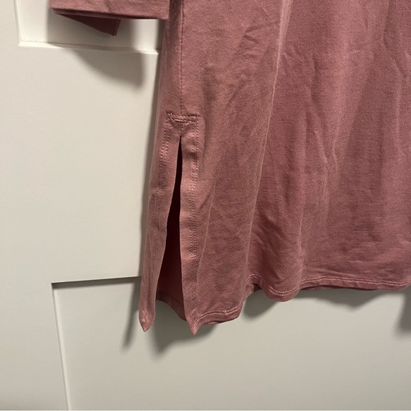 NWT Eileen Fisher XS Magnolia Pink Bateau Neck Tunic 3/4 Sleeve Split Hem Tencel - Picture 6 of 6